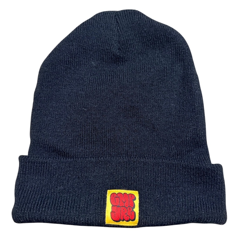 Empyre Black Knit Beanie Hat Yellow Red Graffiti Logo Patch Cuffed One Sz Skate